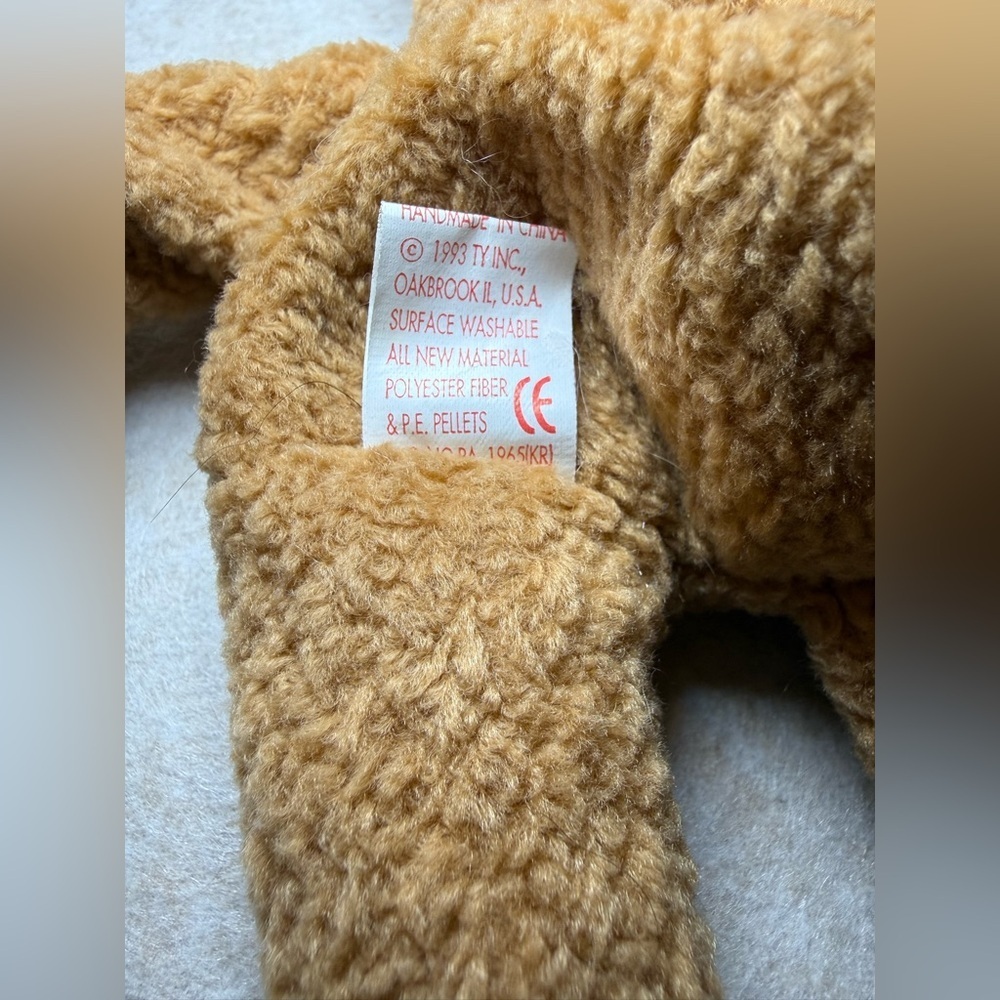 Vintage Rare Ty Beanie Babies Curly The Teddy Bear Plush Kids Toy 1993 Error - Picture 8 of 10